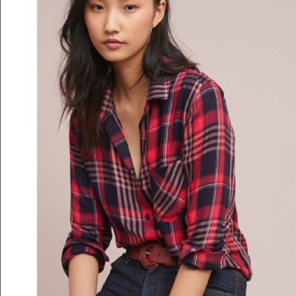 Anthro Cloth & Stone Yukon Plaid Button down Size S